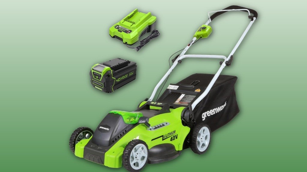 Greenworks 40V 16" Cordless Lawn Mower, Ultra-Light Push Mower with 4.0Ah Battery & Charger